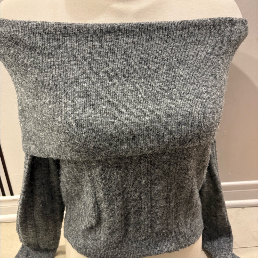 Gray Off-Shoulder Women Sweater